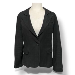 Charlotte Russe Black Textured Linen Cotton Casual Blazer Jacket Everyday Light